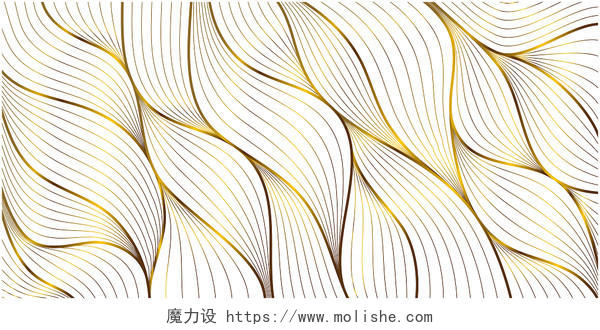 金色树叶叶子纹理金边线条展板背景